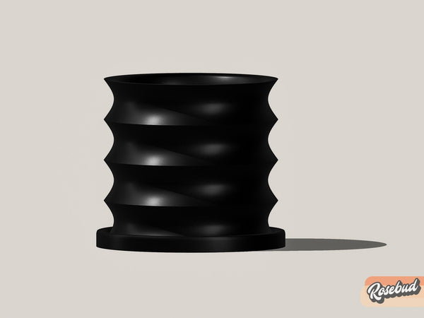 Rippled Plant Pot with Drainage – Modern Organic Indoor Planter with Saucer, 3D Printed Wavy Pot for Houseplants - BRIM