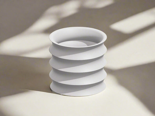 Rippled Plant Pot with Drainage – Modern Organic Indoor Planter with Saucer, 3D Printed Wavy Pot for Houseplants - BRIM