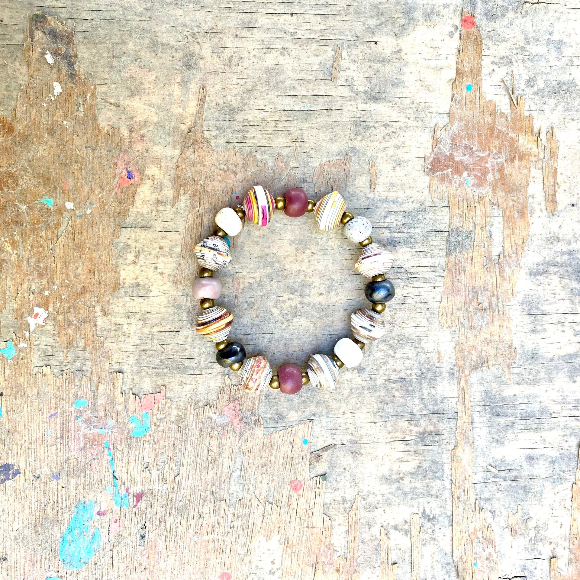 Haitian Signature Bracelet- Pastels with Cereal Box Beads