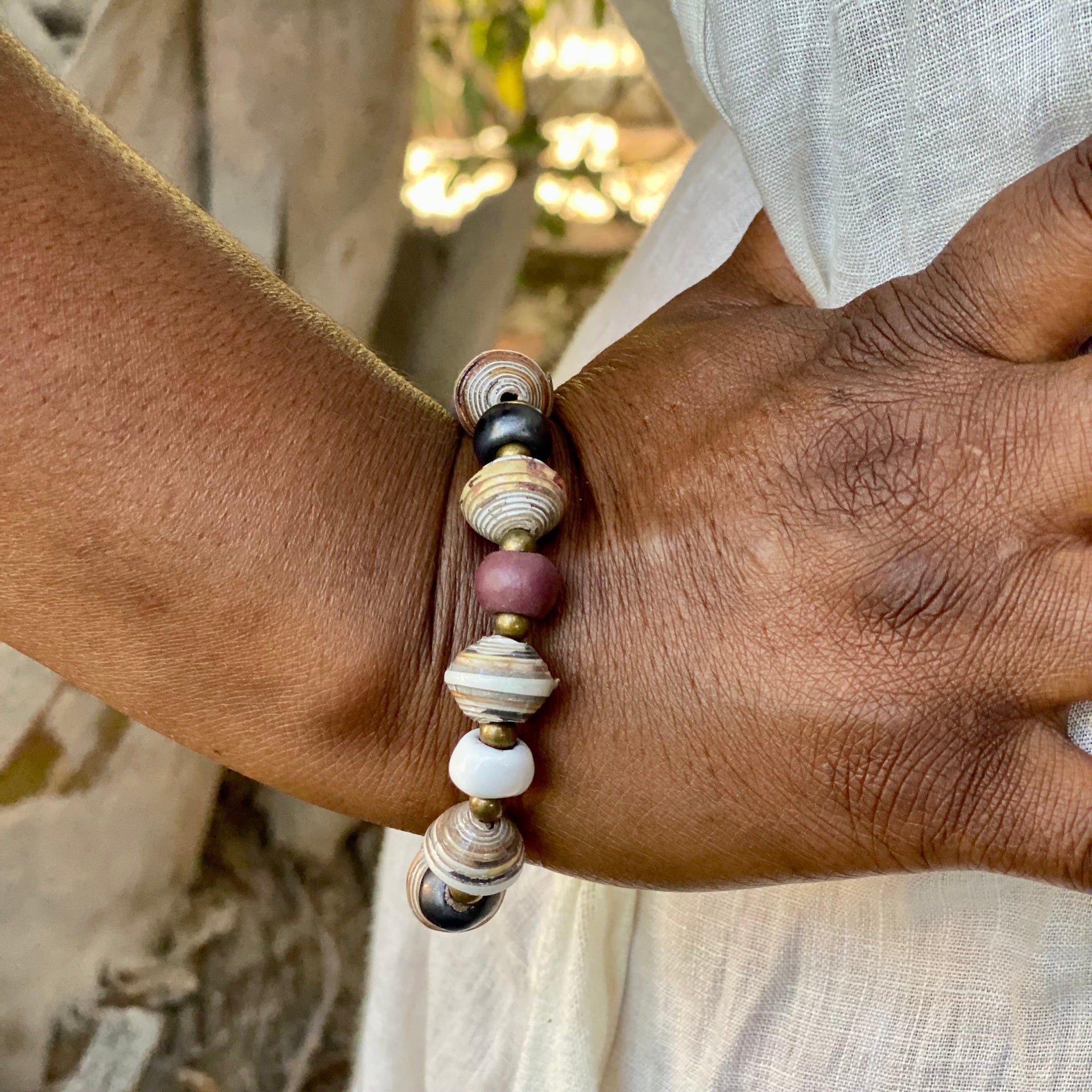 Haitian Signature Bracelet- Pastels with Cereal Box Beads