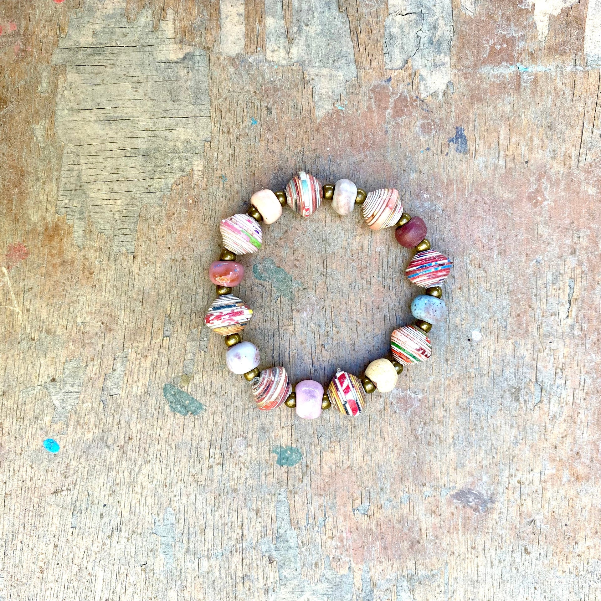 Haitian Signature Bracelet- Pastels with Cereal Box Beads
