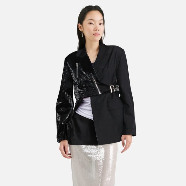 Irregular suit jacket women's waist cinched suit jacket