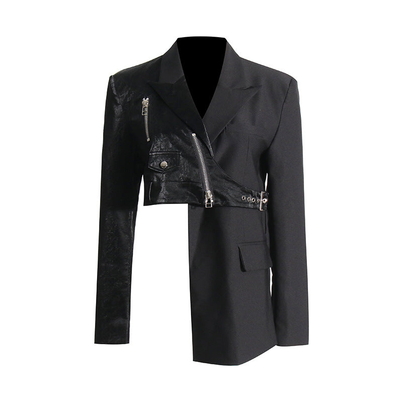 Irregular suit jacket women's waist cinched suit jacket