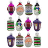 Set of 12 Santa, Snowman and Lantern Christmas Glass Ornaments 2.5 Inches