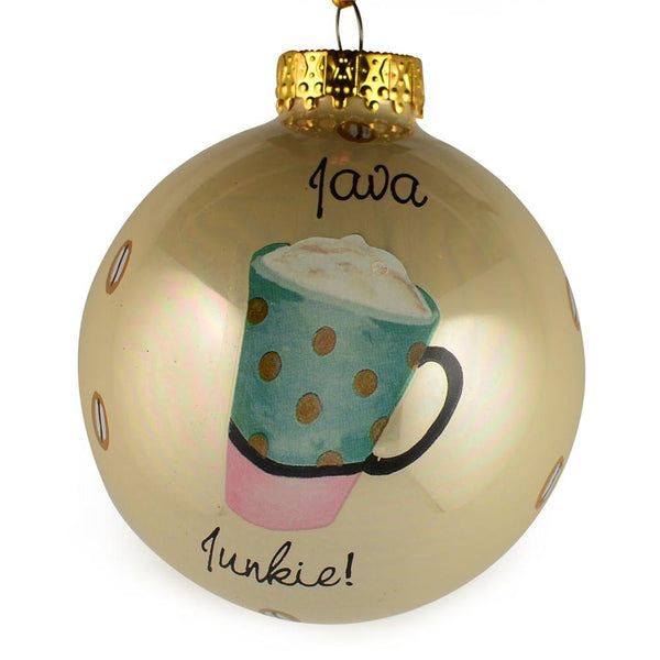 Set of 6 Coffee, Mocha, Latte Lovers Christmas Glass Ball Ornaments 3.25 Inches