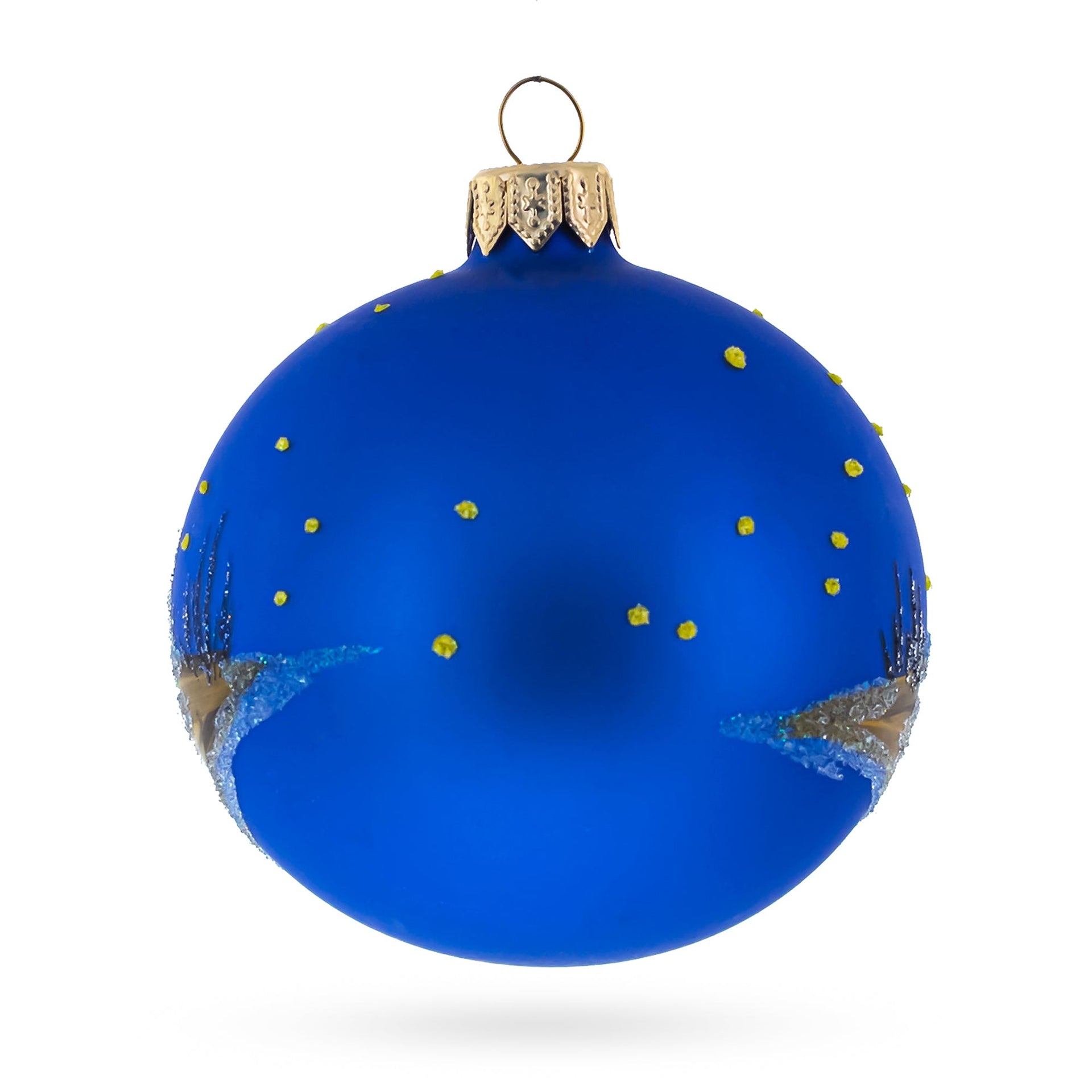 Heavenly Angels in the Night Nativity Scene Glass Ball Christmas Ornament 3.25 Inches