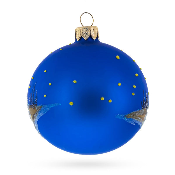 Heavenly Angels in the Night Nativity Scene Glass Ball Christmas Ornament 3.25 Inches