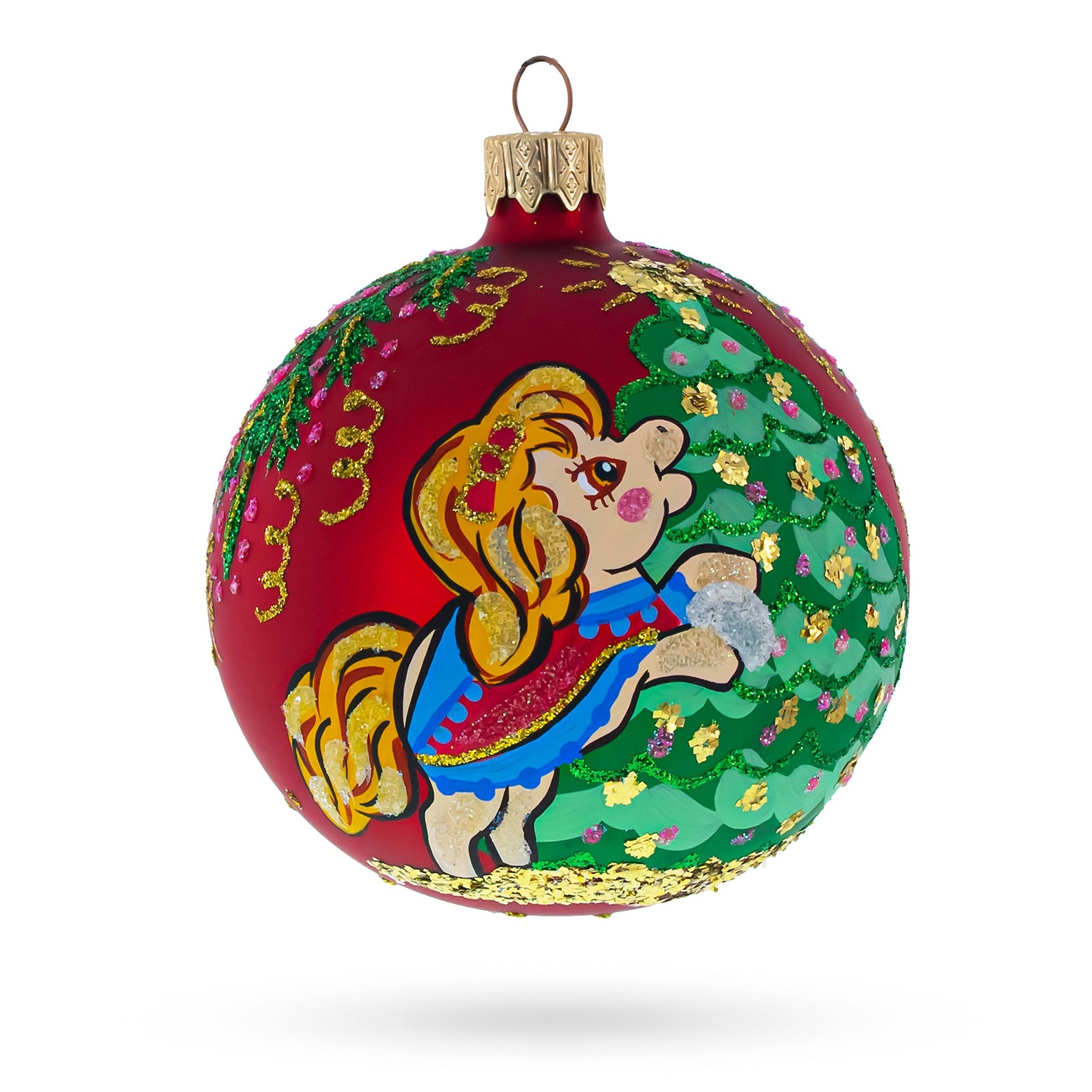 Horse Decorating Tree Glass Ball Christmas Ornament 3.25 Inches