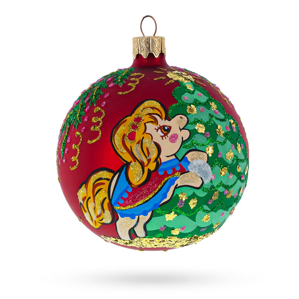 Horse Decorating Tree Glass Ball Christmas Ornament 3.25 Inches