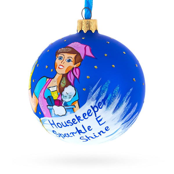 Housekeeper (Maid) Glass Ball Christmas Ornament 3.25 Inches