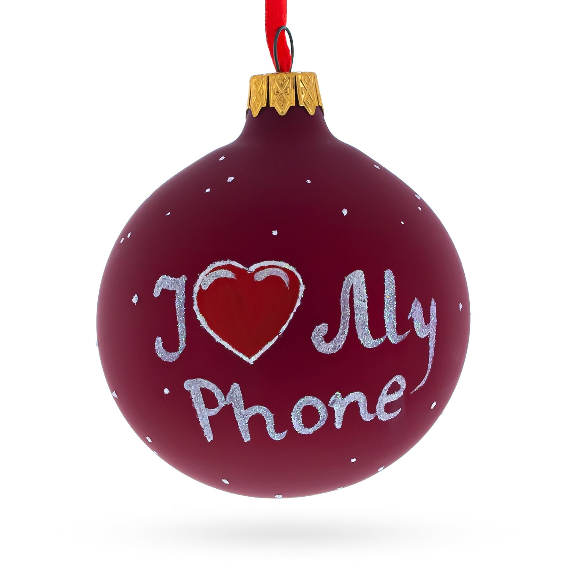 I Love my Phone Glass Ball Christmas Ornament 3.25 Inches