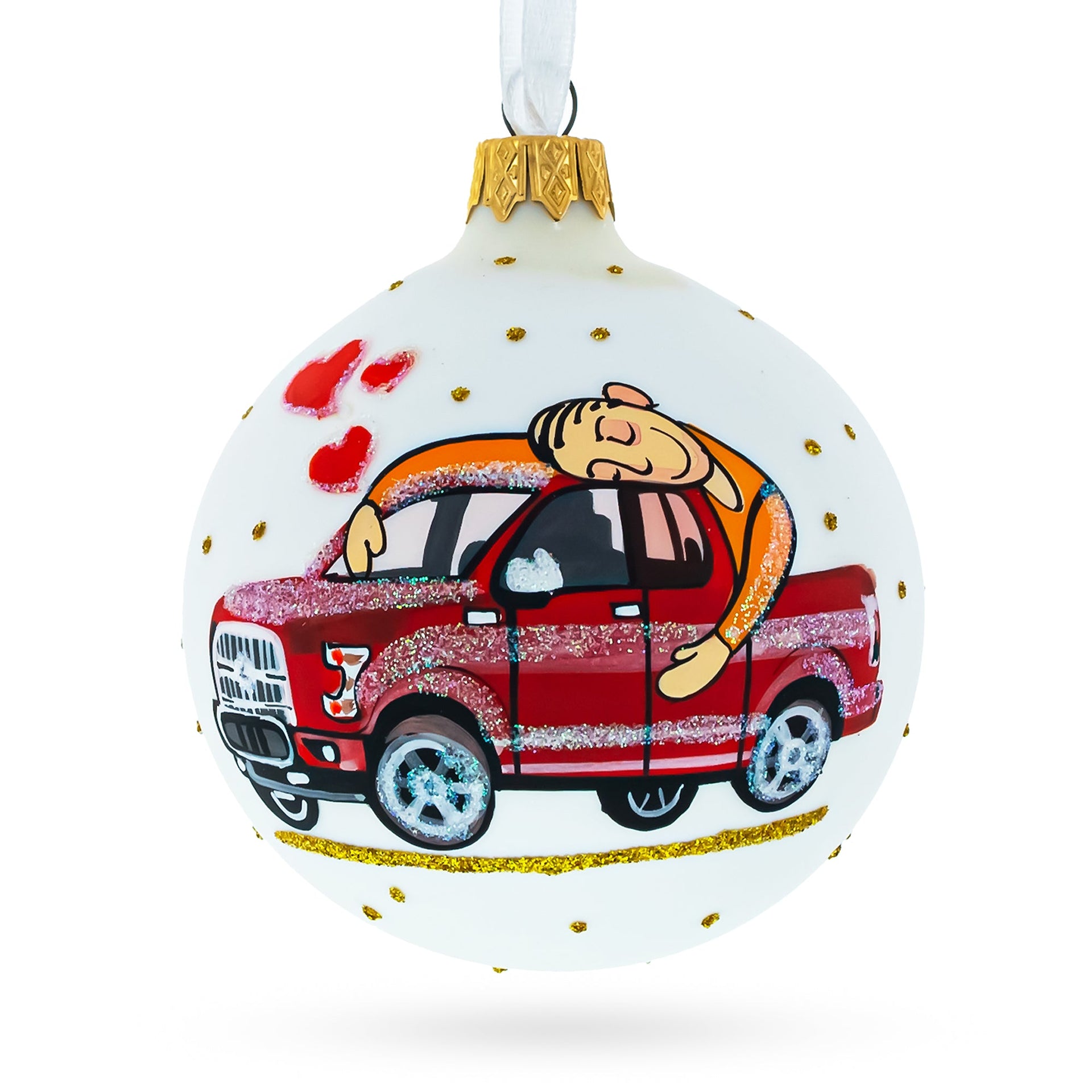 I Love My Car Glass Ball Christmas Ornament 3.25 Inches