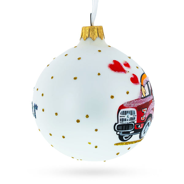 I Love My Car Glass Ball Christmas Ornament 3.25 Inches