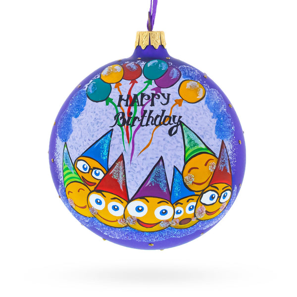 Happy Birthday Glass Ornament 4 Inches