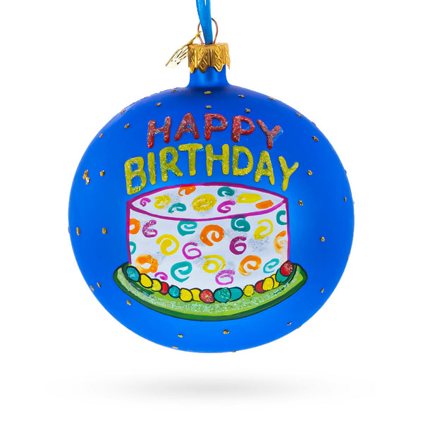 Happy Birthday Balloons & Cupcakes Glass Ball Christmas Ornament 4 Inches