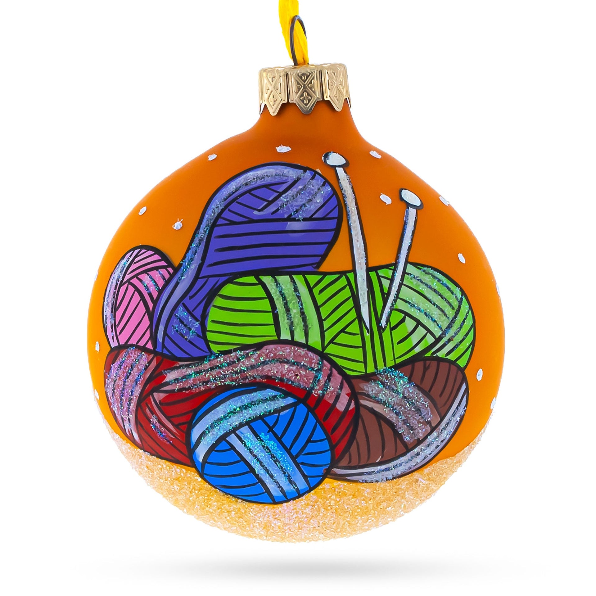 I Love Knitting Glass Christmas Ornament 3.25 Inches