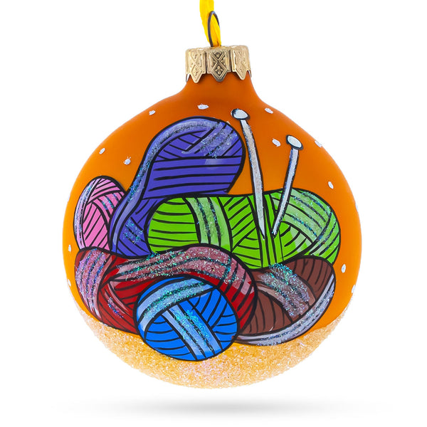 I Love Knitting Glass Christmas Ornament 3.25 Inches