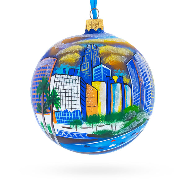I Love Los Angeles, California Glass Ball Christmas Ornament 4 Inches