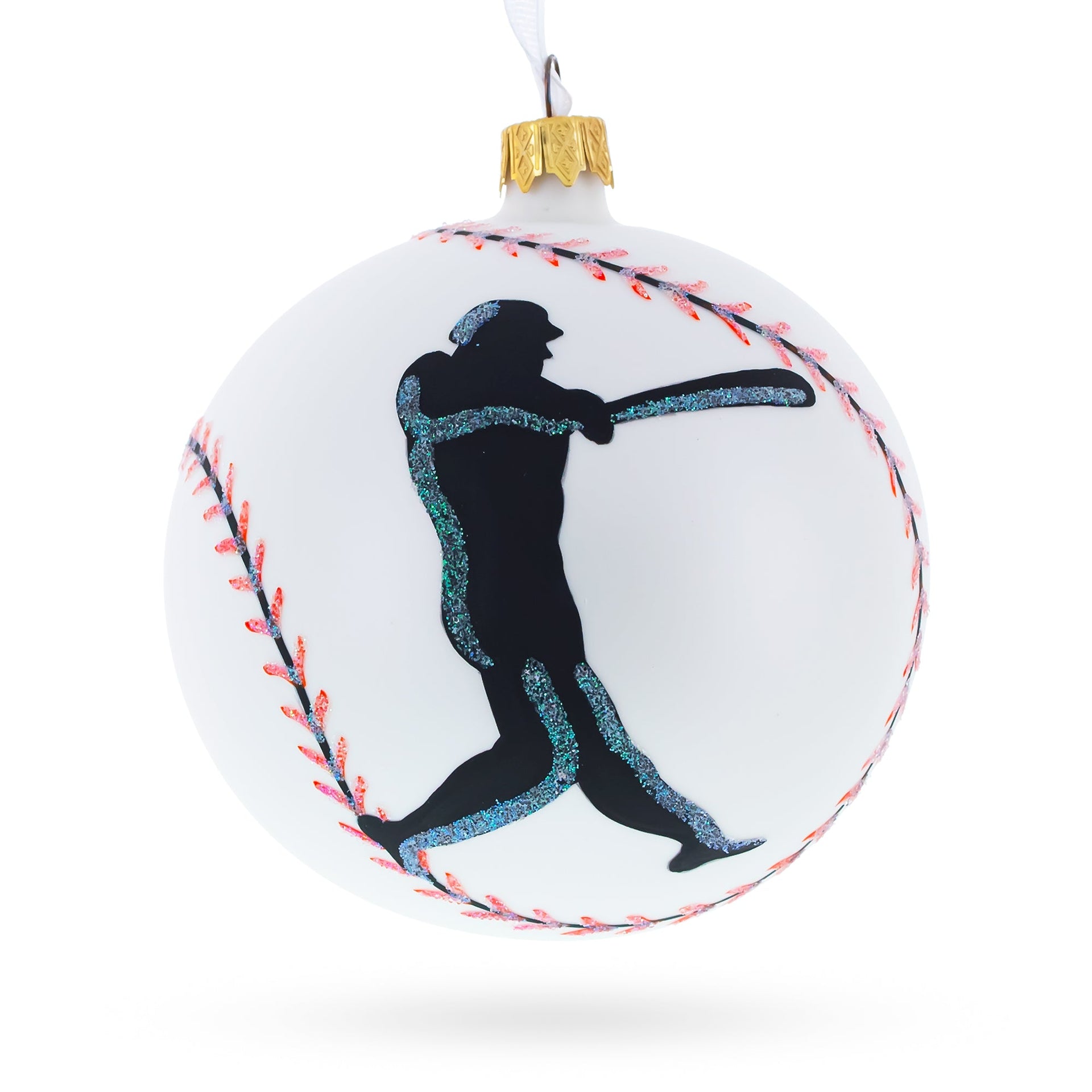 I Love Baseball Glass Ball Christmas Ornament 4 Inches