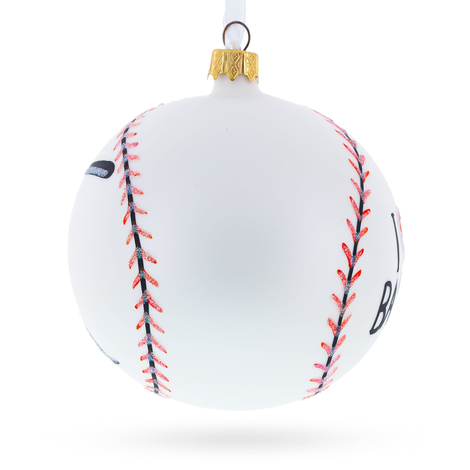 I Love Baseball Glass Ball Christmas Ornament 4 Inches