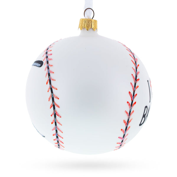 I Love Baseball Glass Ball Christmas Ornament 4 Inches