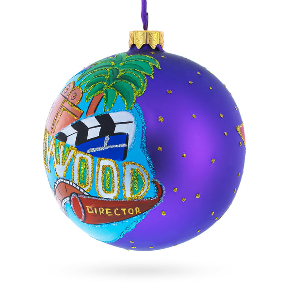 Hollywood, California, USA Glass Ball Christmas Ornament 4 Inches