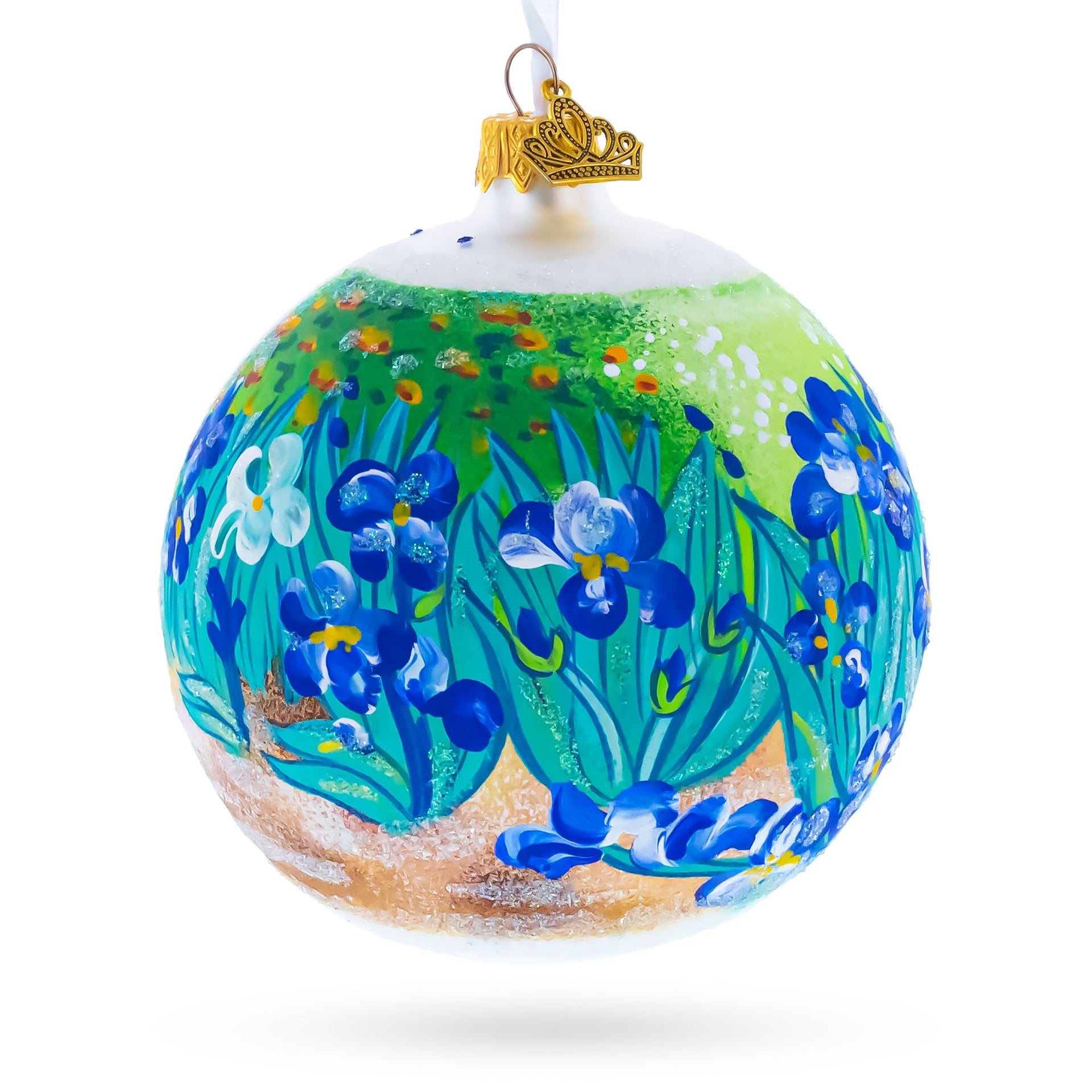 1889 'Irises' by Vincent Van Gogh Glass Ball Christmas Ornament 4 Inches