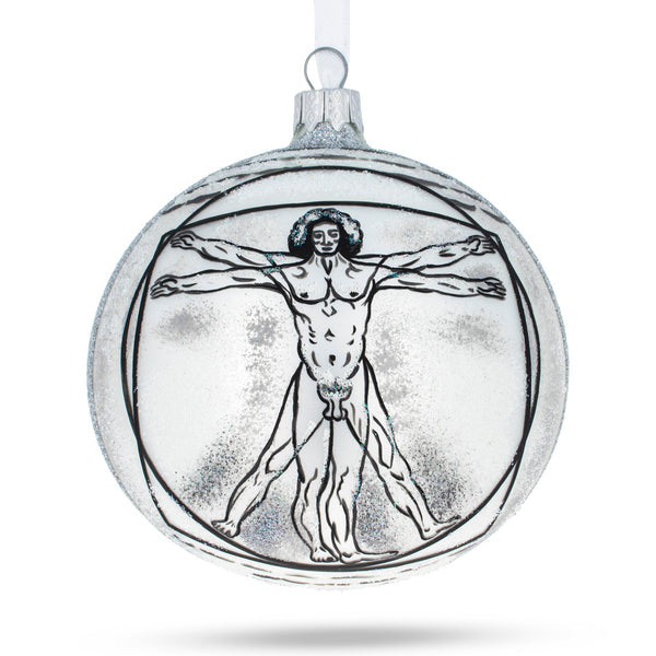 1487 Leonardo da Vinci's 'The Vitruvian Man' Glass Ball Christmas Ornament 4 Inches