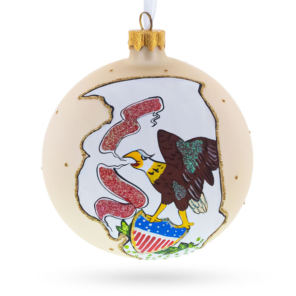 Illinois State, USA Glass Ball Christmas Ornament 4 Inches