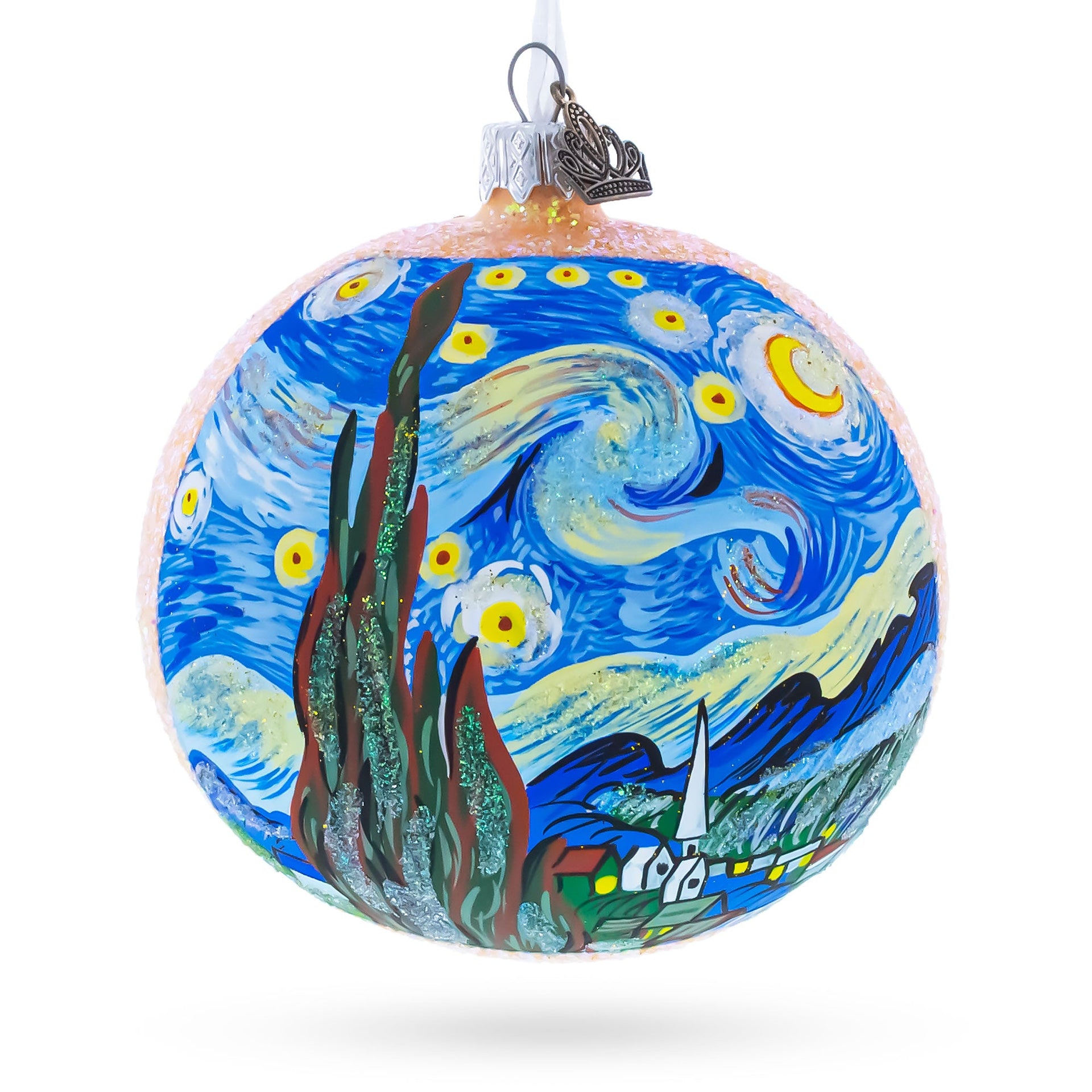 1880 'The Starry Night' by Vincent van Gogh Glass Ball Christmas Ornament 4 Inches
