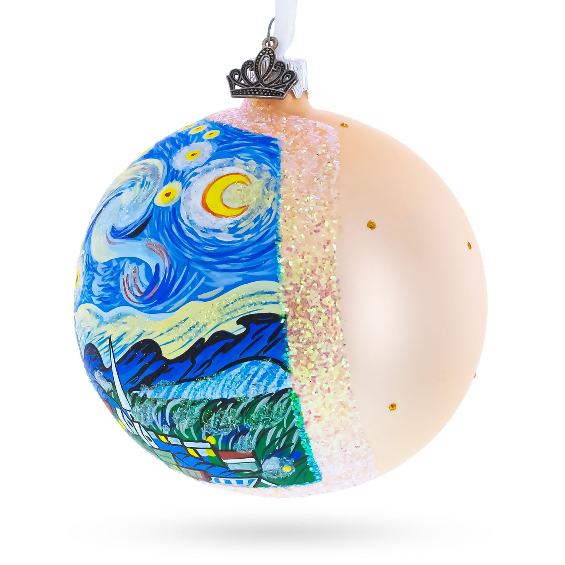 1880 'The Starry Night' by Vincent van Gogh Glass Ball Christmas Ornament 4 Inches