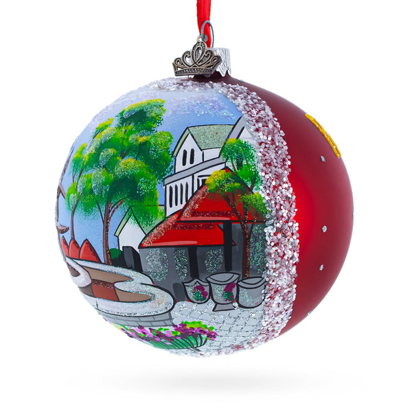 Historic Federal Hill, Providence, Rhode Island, USA Glass Ball Christmas Ornament 4 Inches