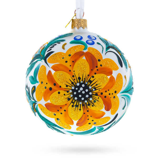 Heliopsis Flowers Glass Ball Ornament