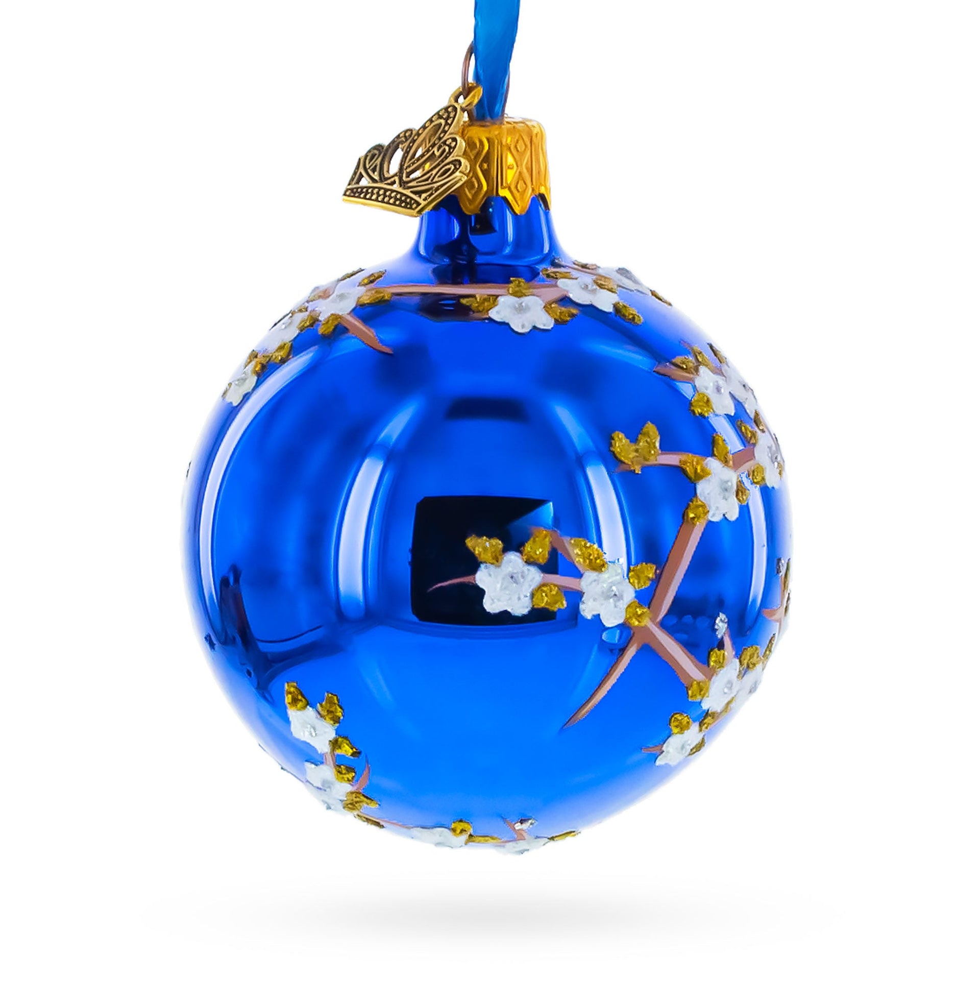 1901 Kelch Apple Blossom Royal Glass Ball Christmas Ornament 2.4 Inches