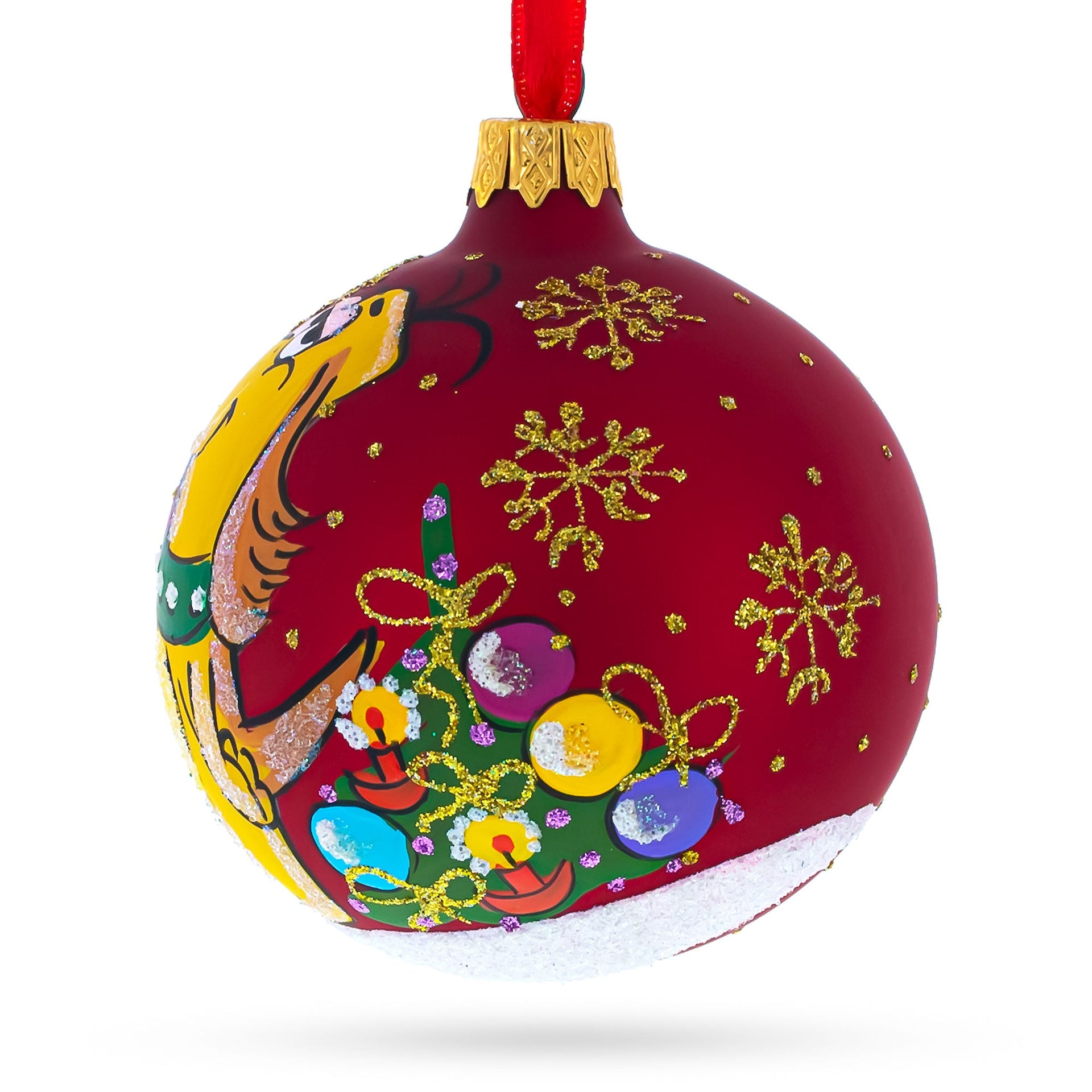 Dogs Celebrating with Cocktails Glass Ball Christmas Ornament 3.25 Inches