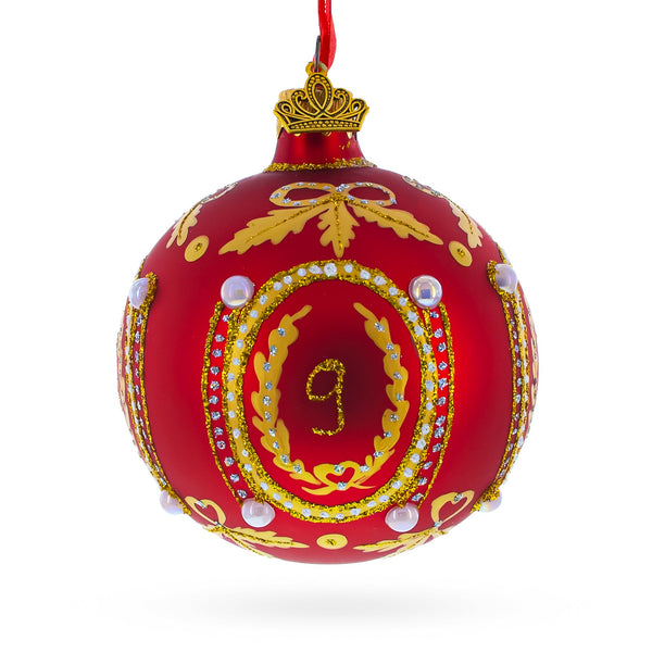 1893 Caucasus Royal Red Glass Ball Christmas Ornament 3.25 Inches