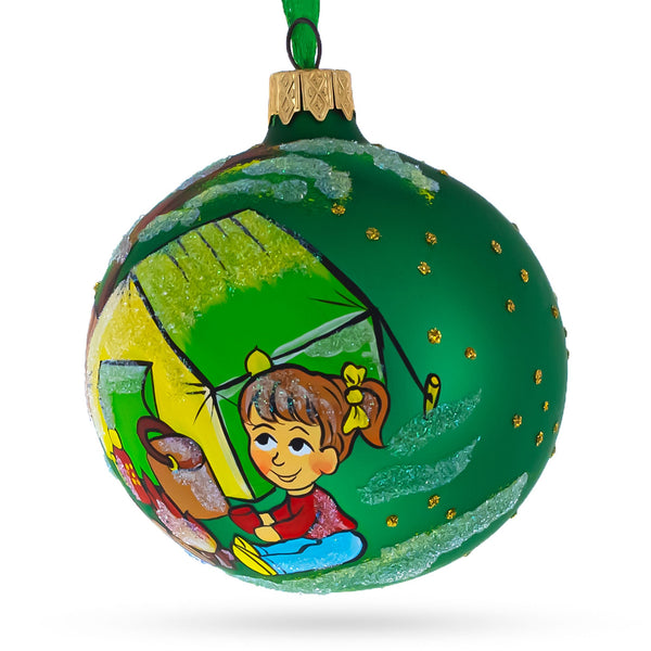 Hiking & Camping Glass Ball Christmas Ornament 3.25 Inches