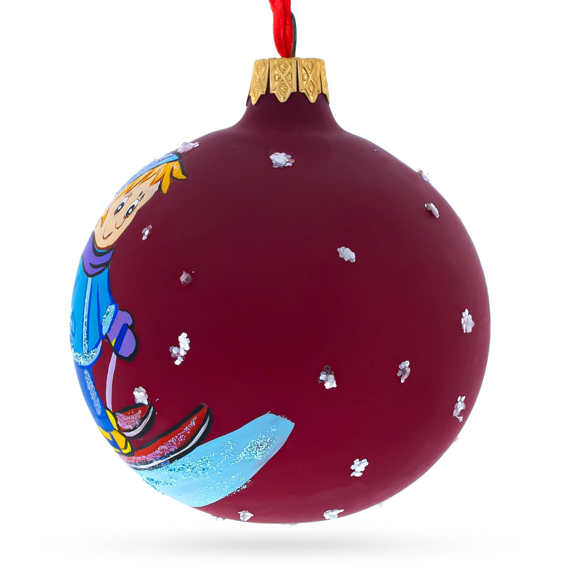 I Love to Skiing Glass Ball Christmas Ornament 3.25 Inches
