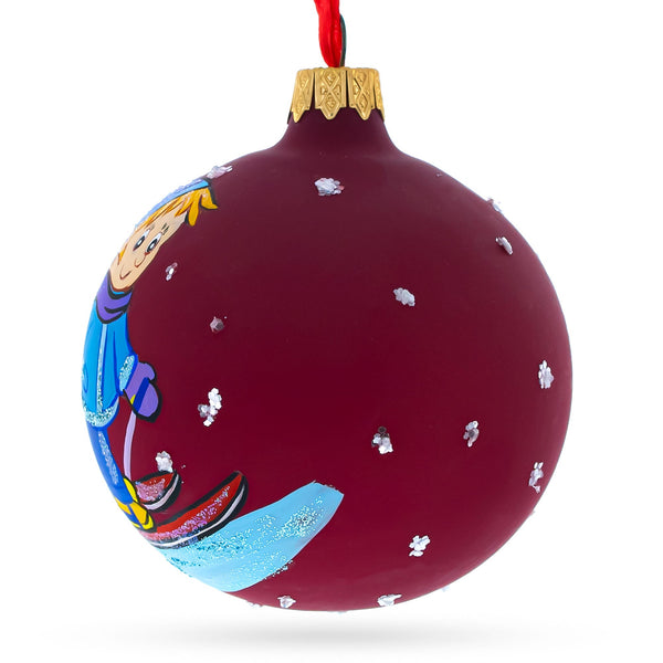 I Love to Skiing Glass Ball Christmas Ornament 3.25 Inches