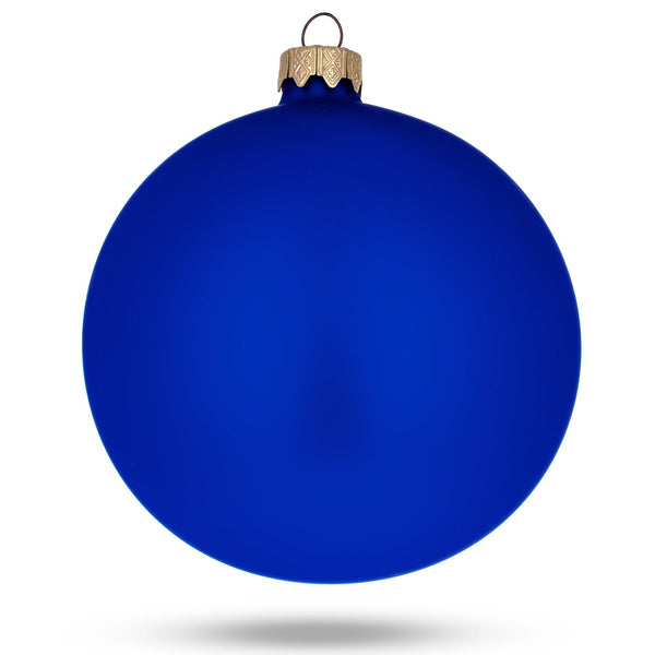 Set Of 4 Matte Blue Glass Ball Christmas Ornaments 4 Inches