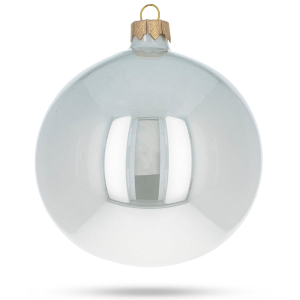Set of 4 Glossy White Glass Ball Christmas Ornaments 4 Inches