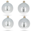 Set of 4 Glossy White Glass Ball Christmas Ornaments 4 Inches