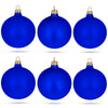 Set of 6 Blue Matte Glass Ball Christmas Ornaments 3.25 Inches