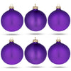 Set of 6 Purple Matte Glass Ball Christmas Ornaments 3.25 Inches