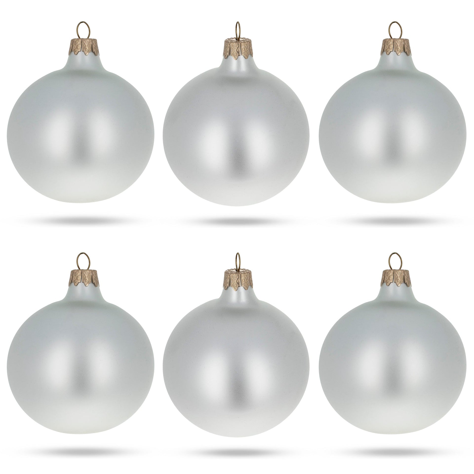 Set of 6 Matte White Glass Ball Christmas Ornaments 3.25 Inches