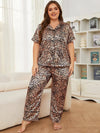 Leopard Short Sleeve Top and Pants Lounge Set