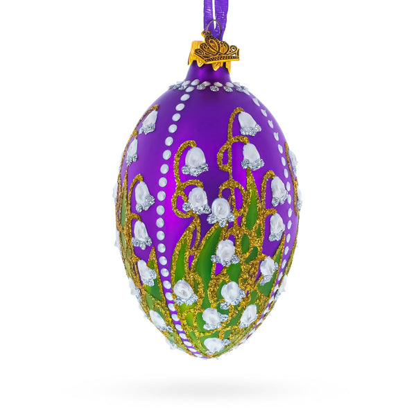 1898 Lilies Of The Valley In Purple Royal Egg Glass Ornament 4 Inches
