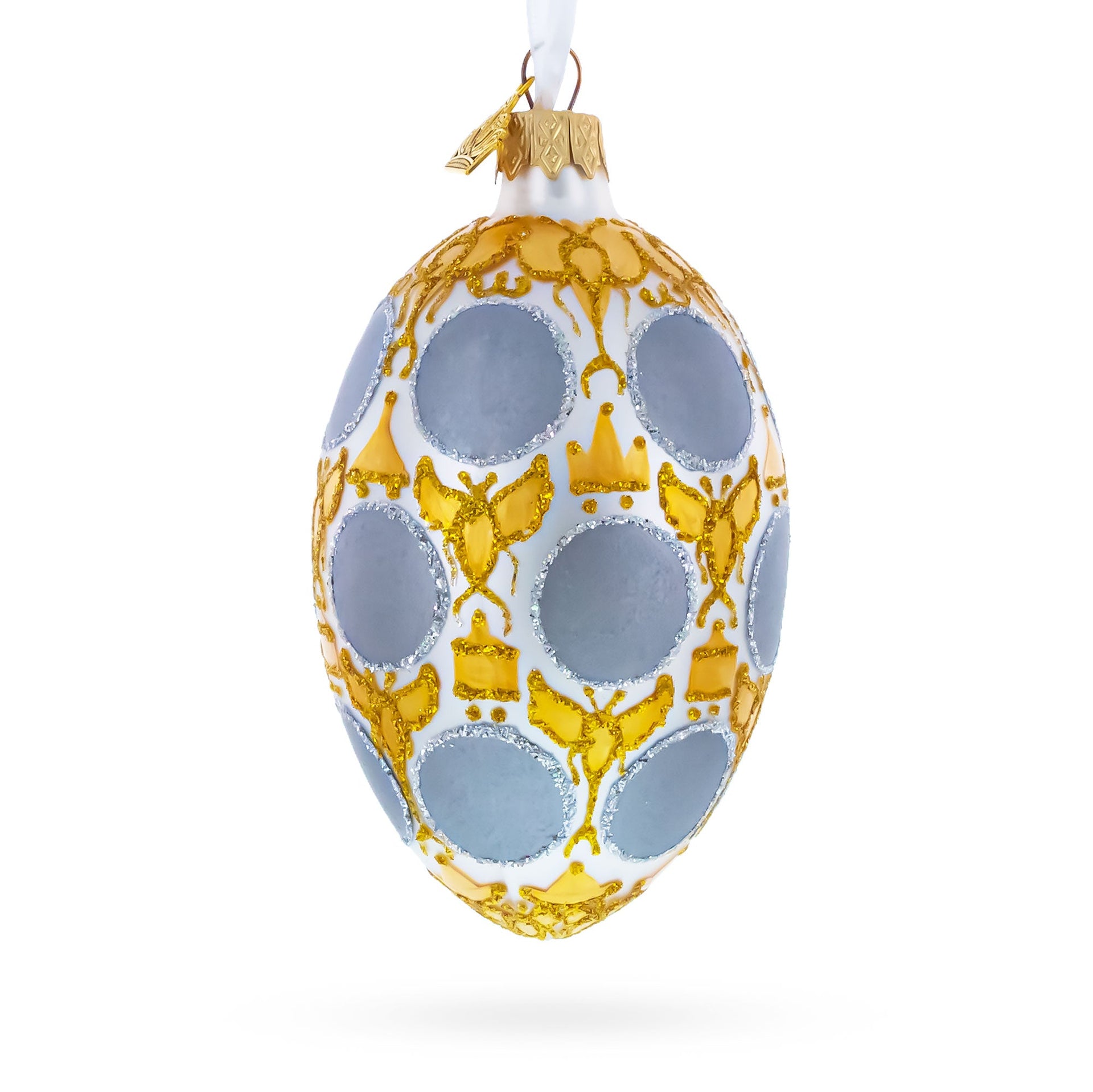 1913 Romanov Tercentenary Royal Glass Egg Ornament 4 Inches