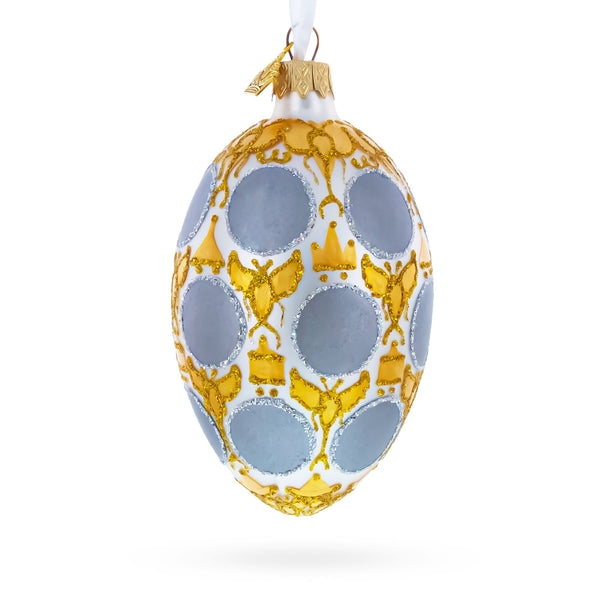 1913 Romanov Tercentenary Royal Glass Egg Ornament 4 Inches