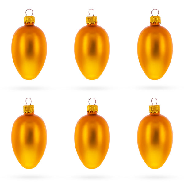 Set of 6 Matte Gold Mini Glass Egg Ornaments 2.9 Inches